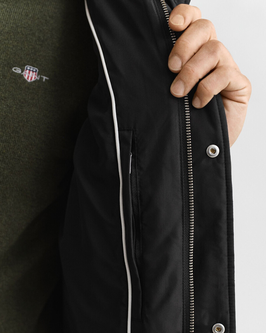 gesteppte windjacke in mid-länge - schwarz
