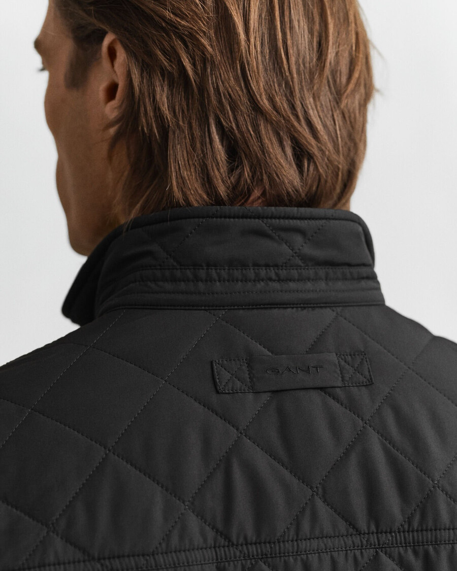 gesteppte windjacke in mid-länge - schwarz