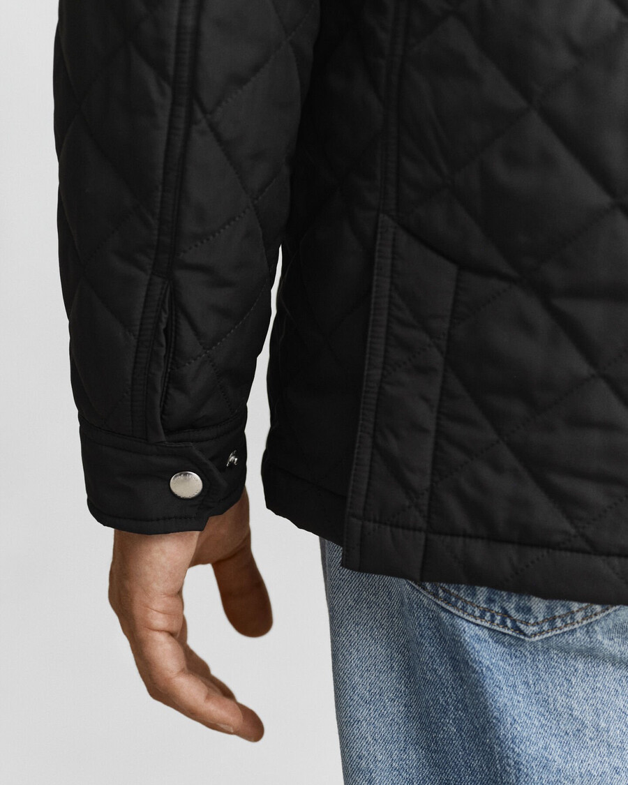 gesteppte windjacke in mid-länge - schwarz