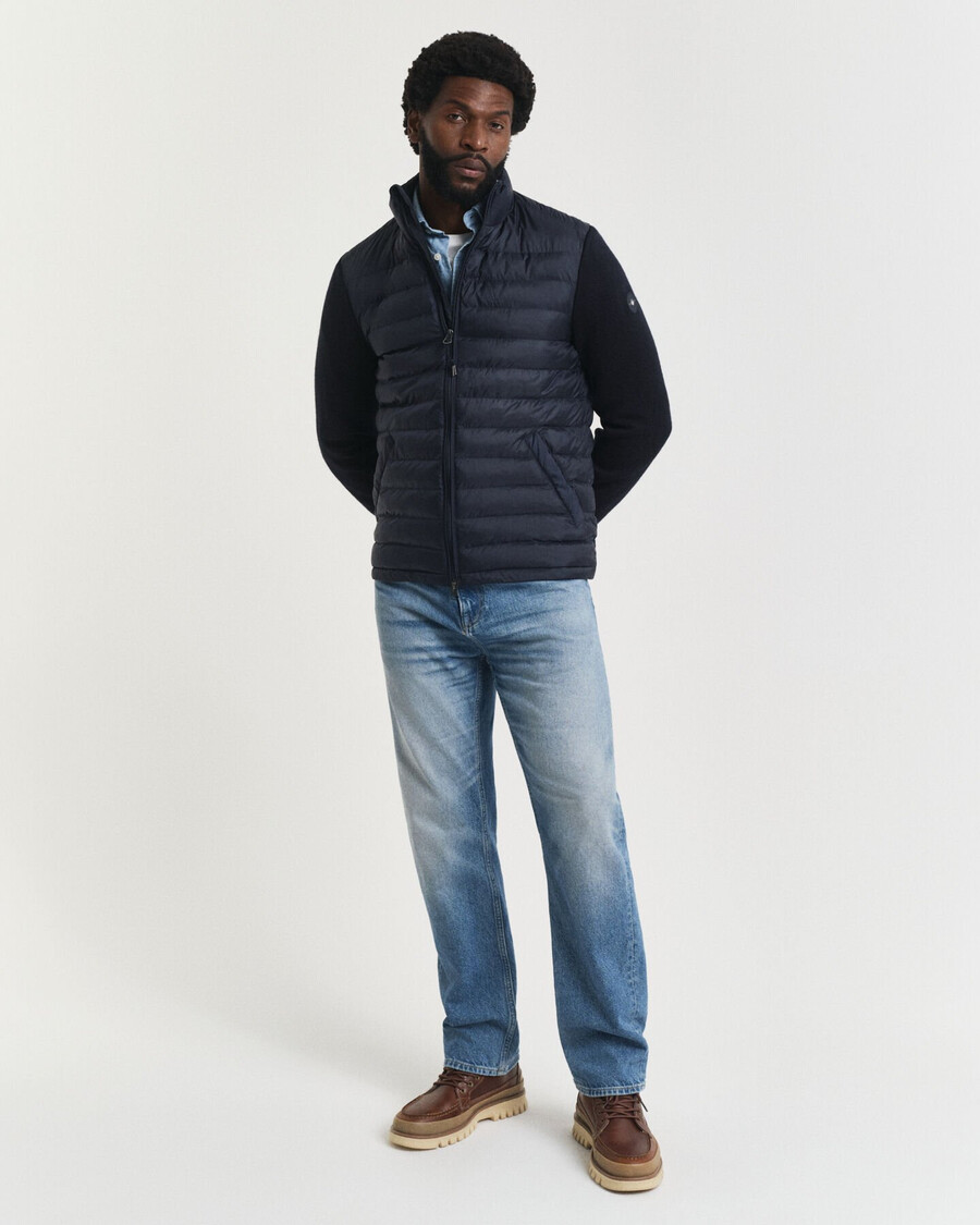 jacke aus materialmix – abendblau
