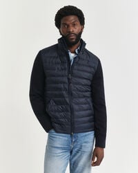 jacke aus materialmix – abendblau