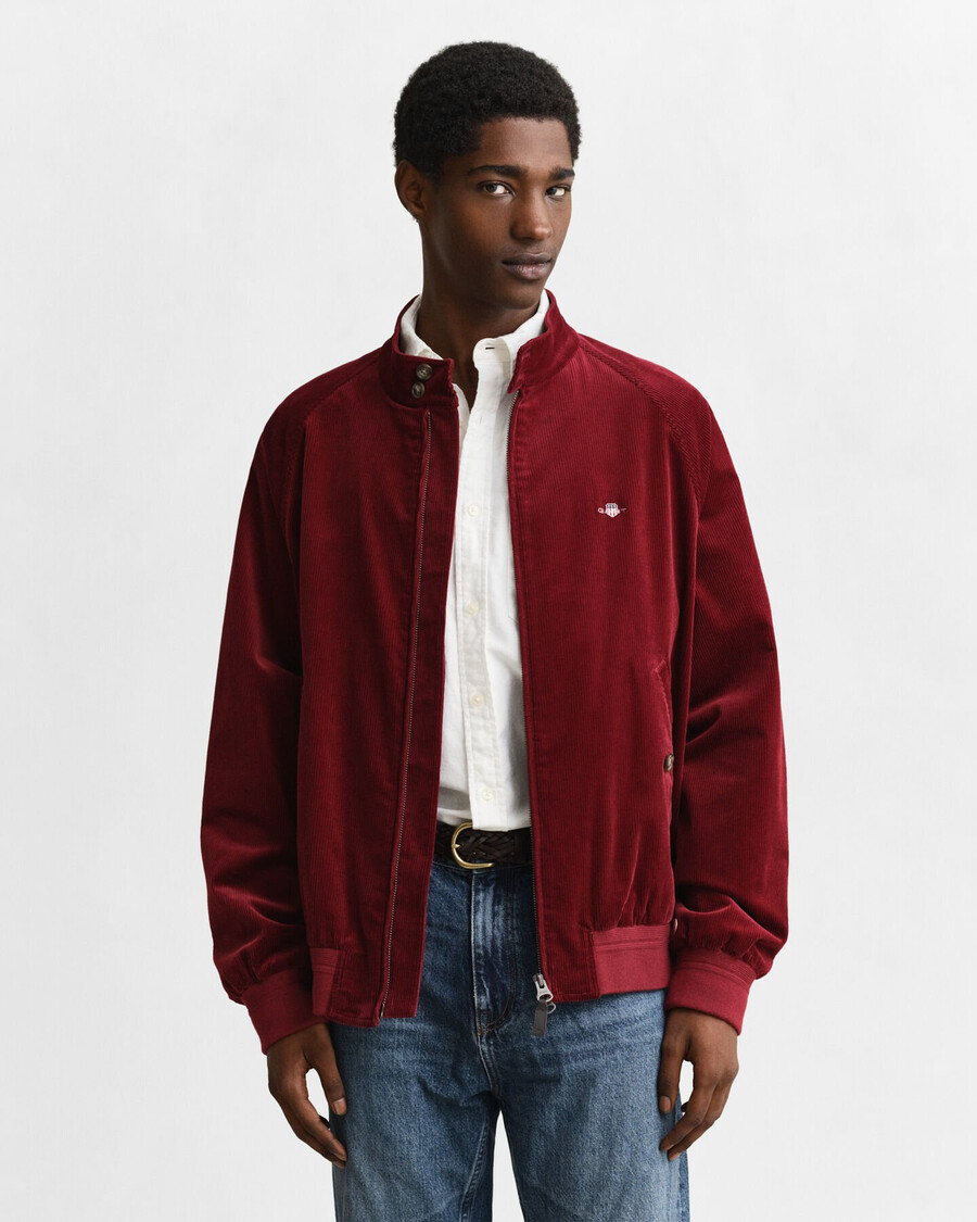 cord-harrington-jacke – puffiges rot