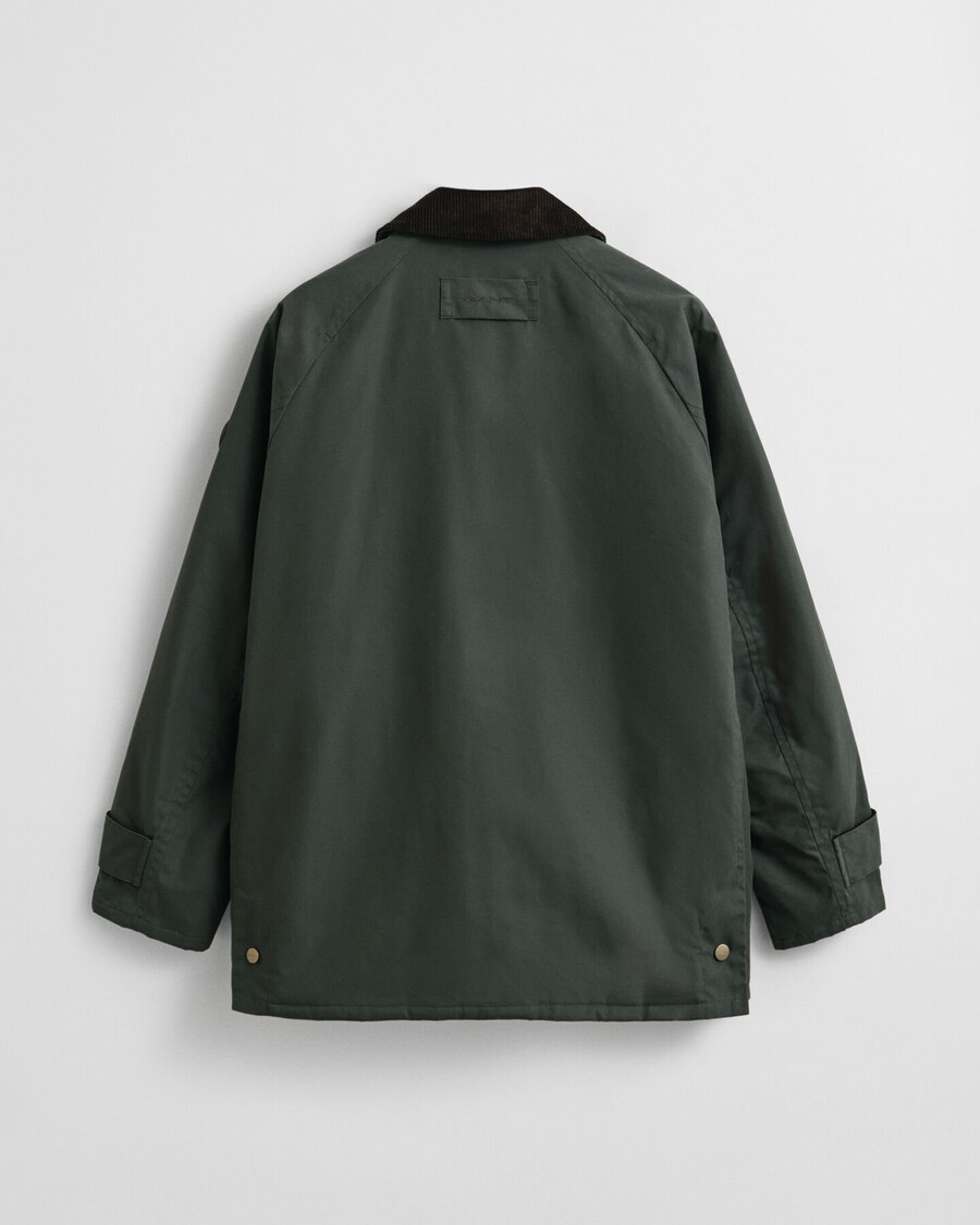 waxed barn jacke - woody green