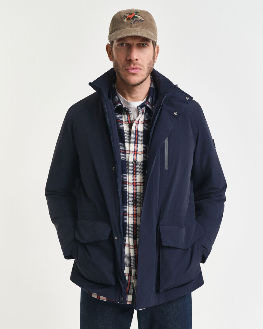 doppelte mittellange jacke – abendblau