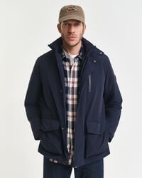 doppelte mittellange jacke – abendblau
