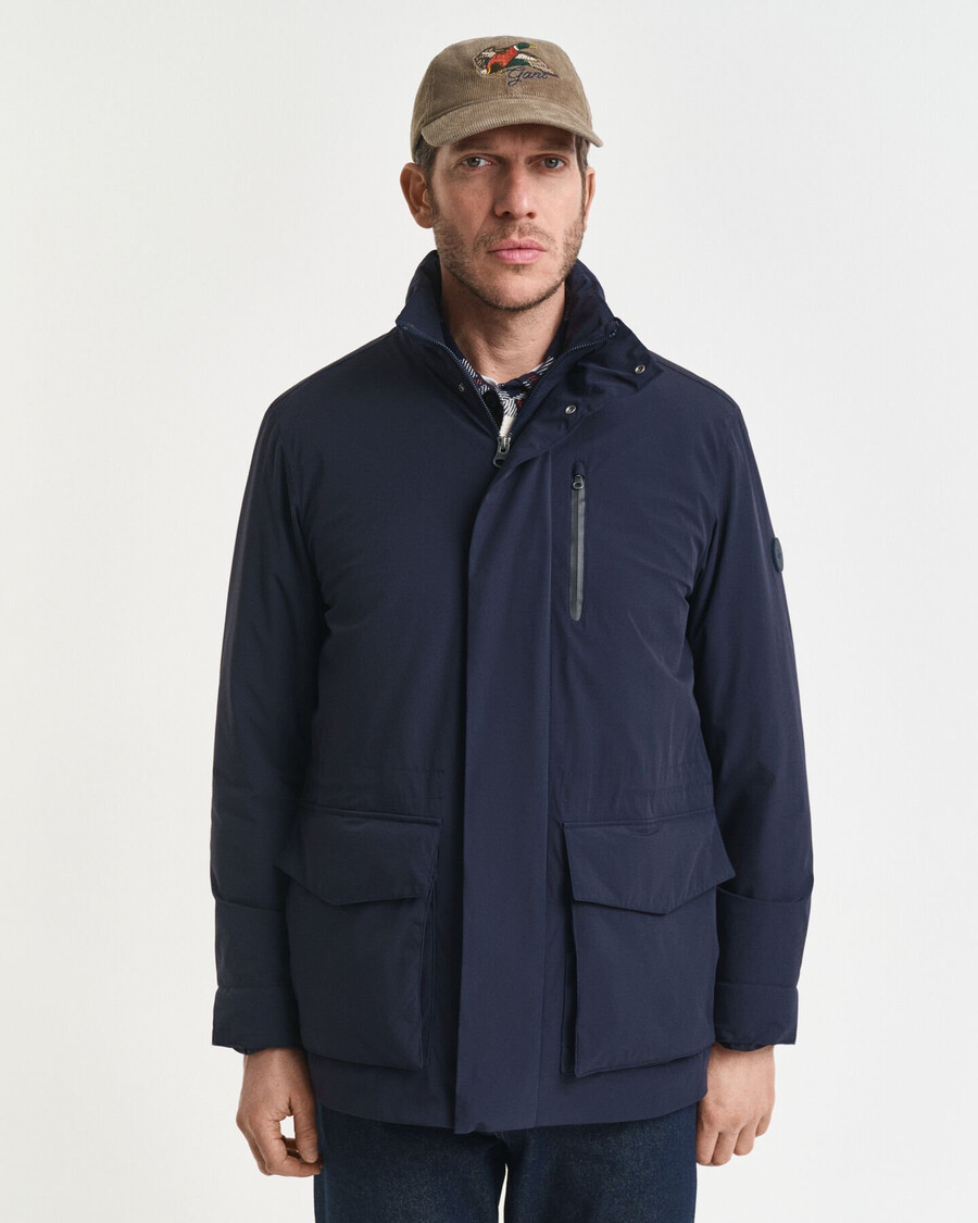 doppelte mittellange jacke – abendblau