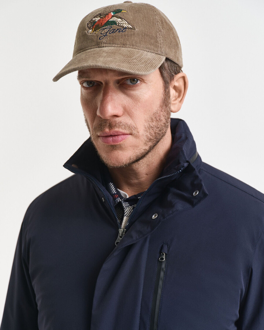 doppelte mittellange jacke – abendblau