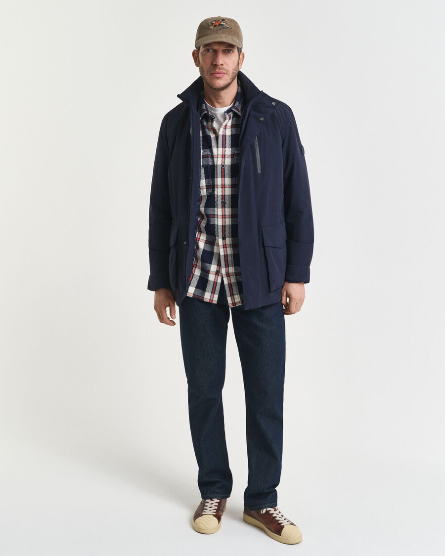 doppelte mittellange jacke – abendblau