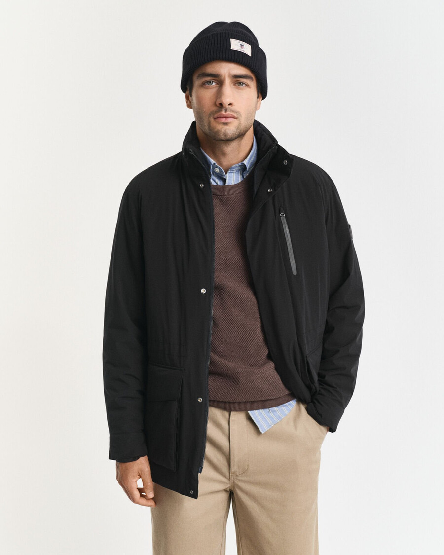 doppelte mittellange jacke - schwarz