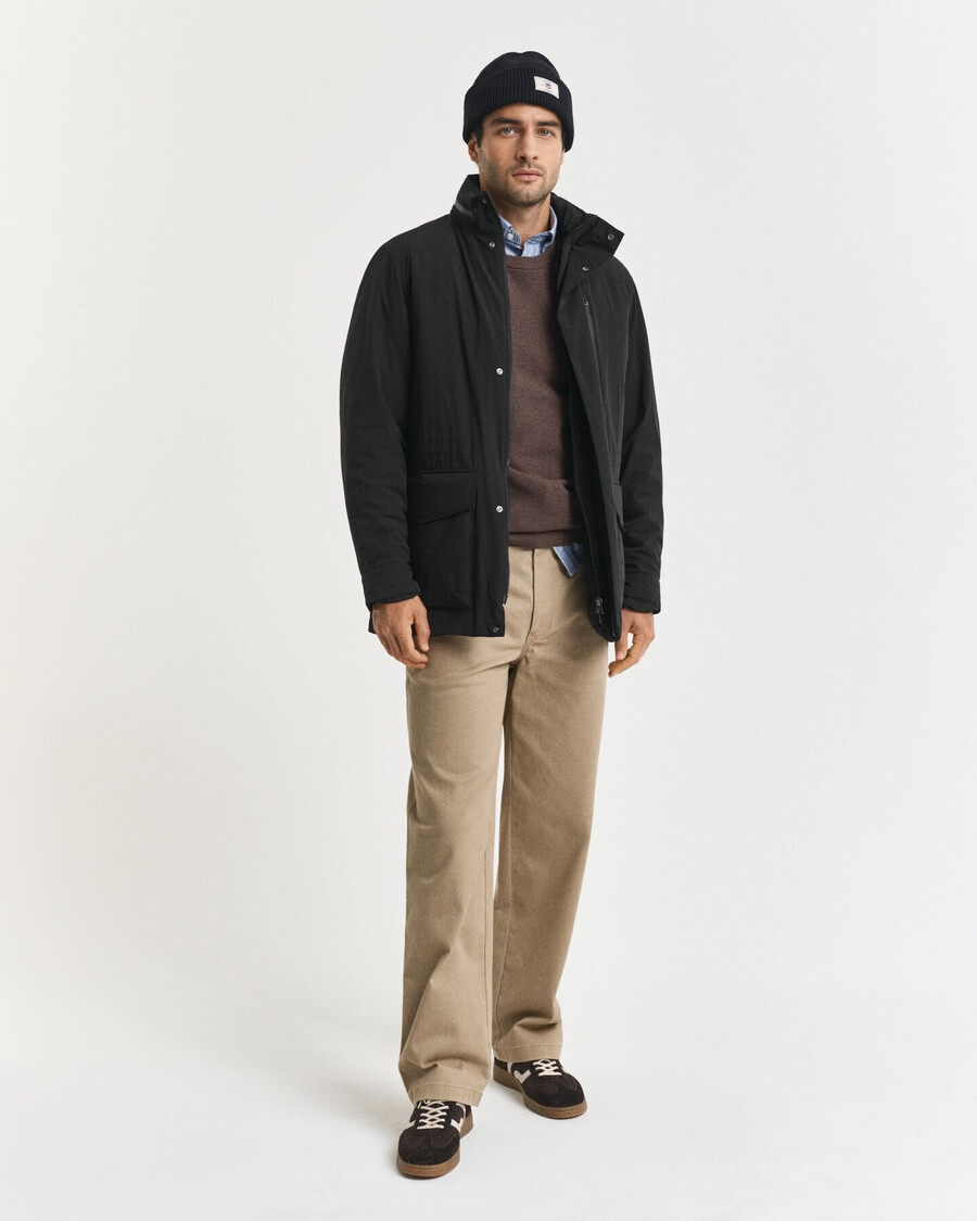 doppelte mittellange jacke - schwarz