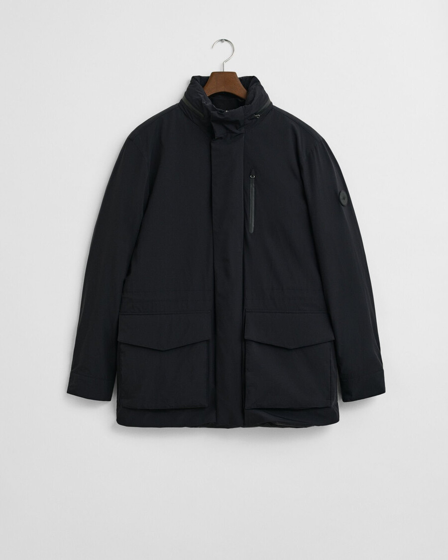 doppelte mittellange jacke - schwarz