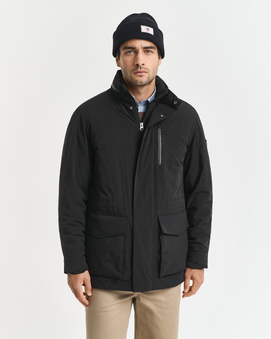 doppelte mittellange jacke - schwarz