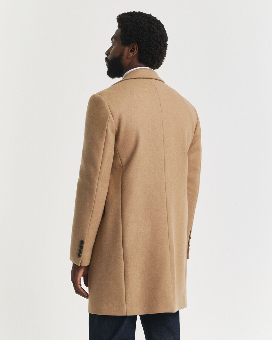 klassischer wollmantel – senfbeige