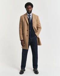 klassischer wollmantel – senfbeige