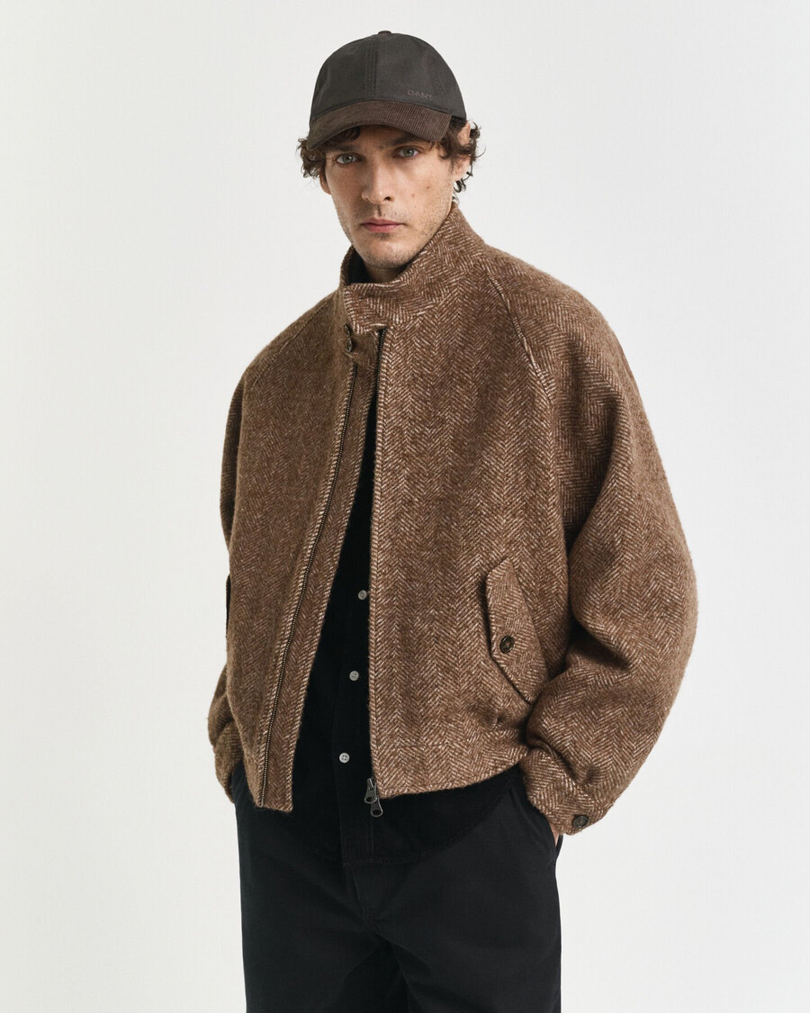 harrington-jacke aus wolle – warmes khaki