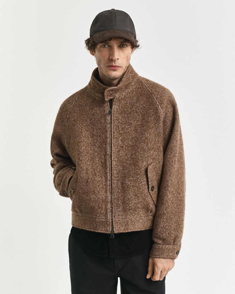 harrington-jacke aus wolle – warmes khaki
