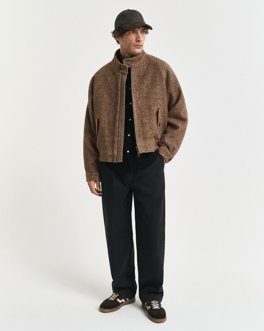 harrington-jacke aus wolle – warmes khaki