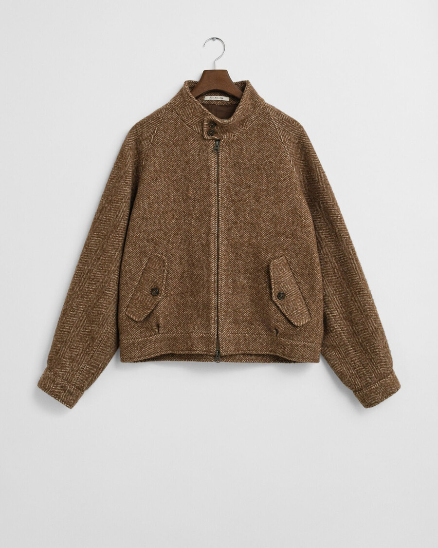 harrington-jacke aus wolle – warmes khaki