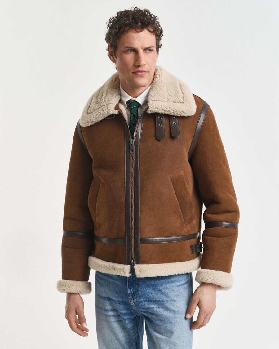 shearling-jacke – mahagonibraun