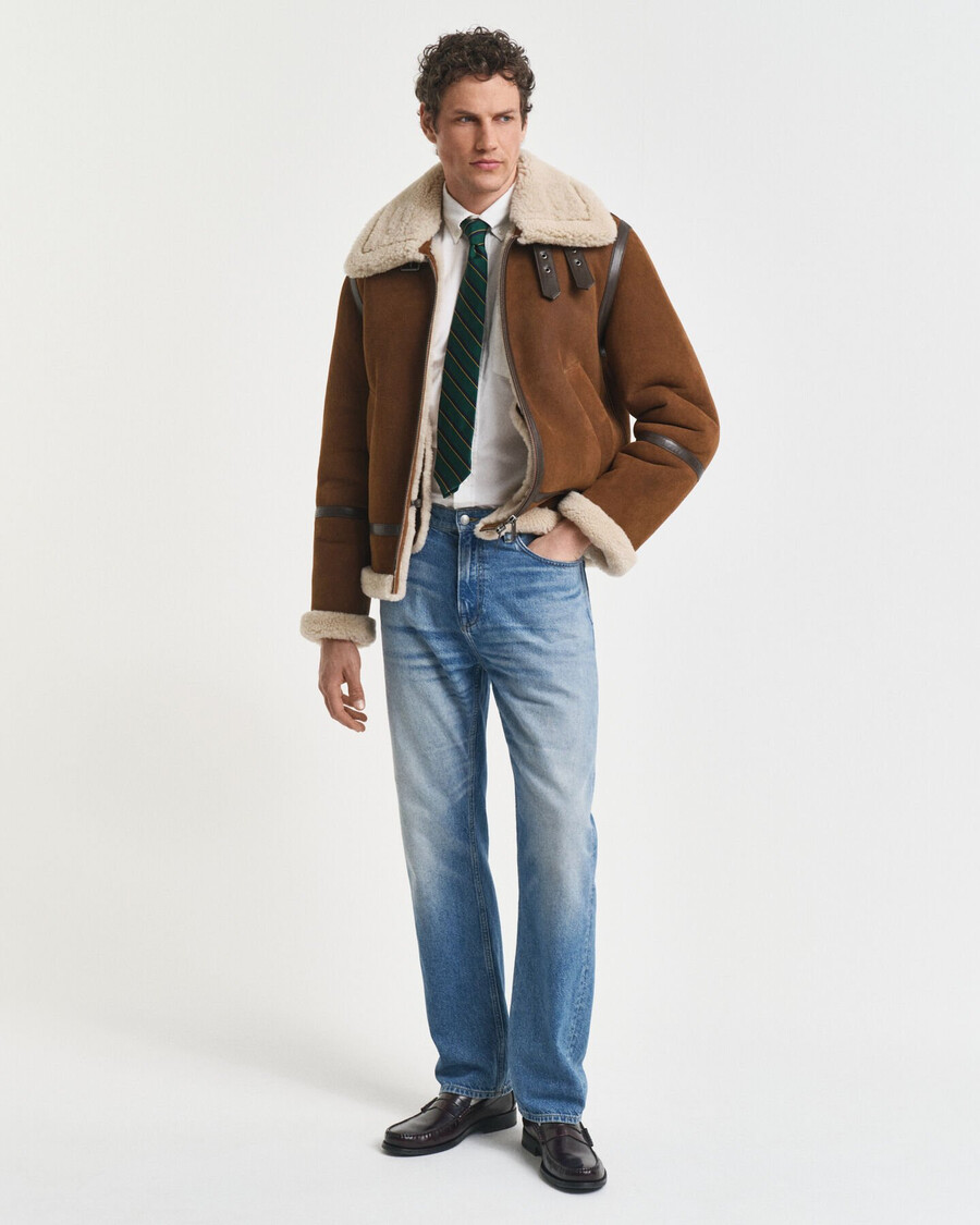 shearling-jacke – mahagonibraun
