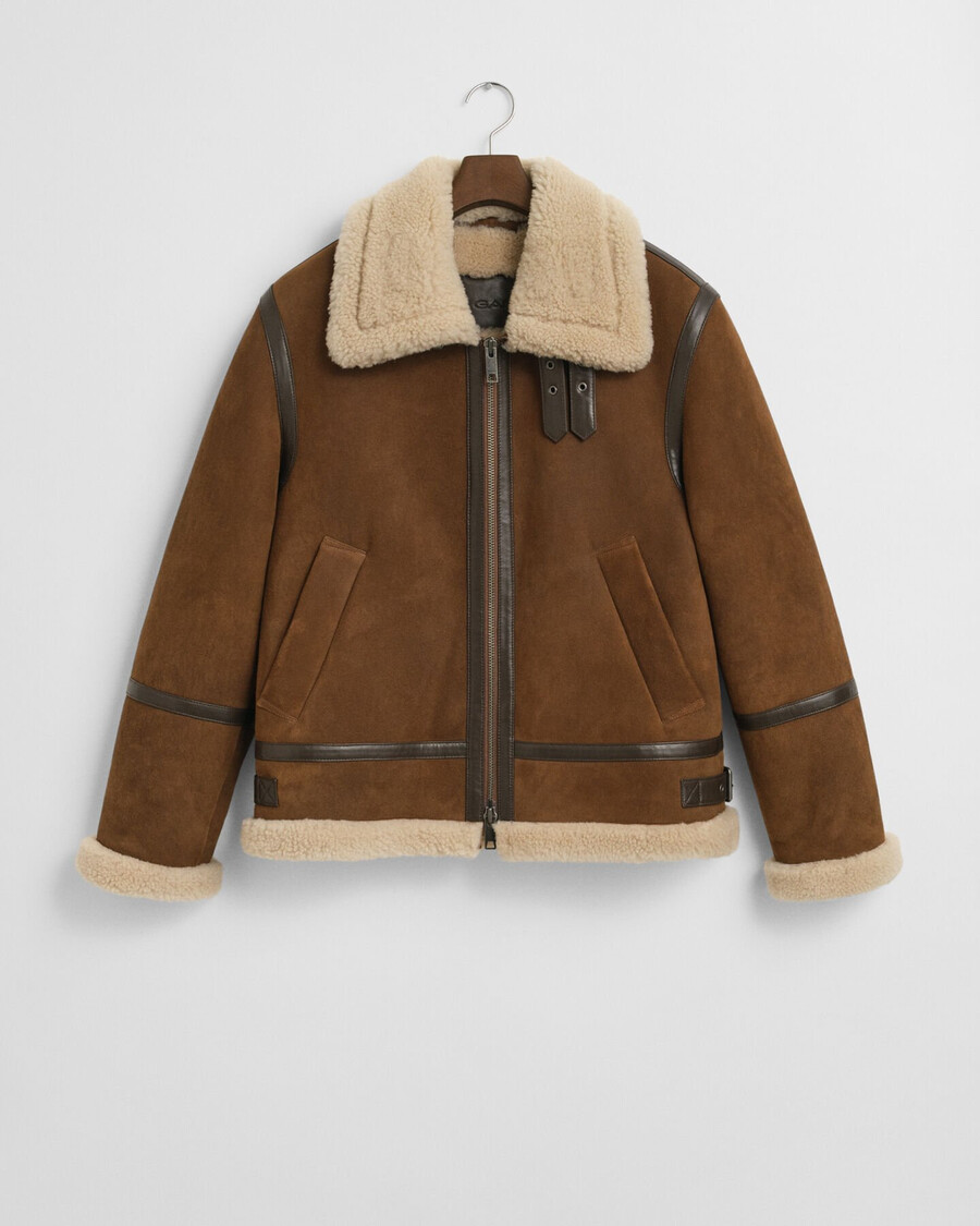 shearling-jacke – mahagonibraun