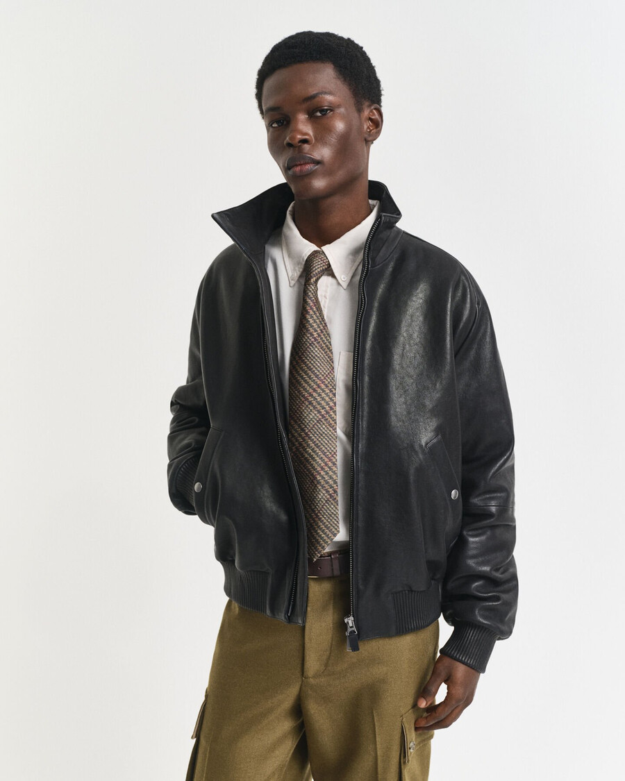 leder-harrington-jacke - schwarz