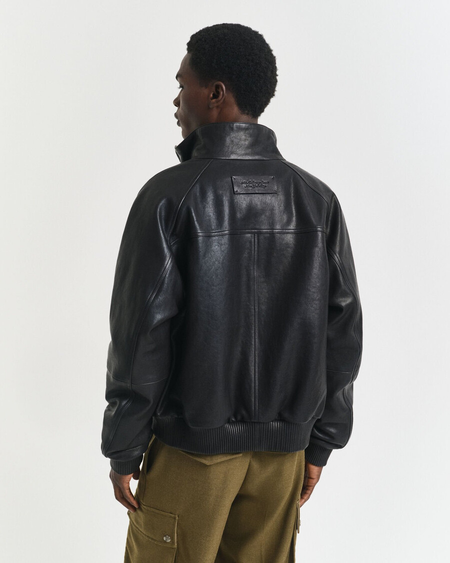 leder-harrington-jacke - schwarz