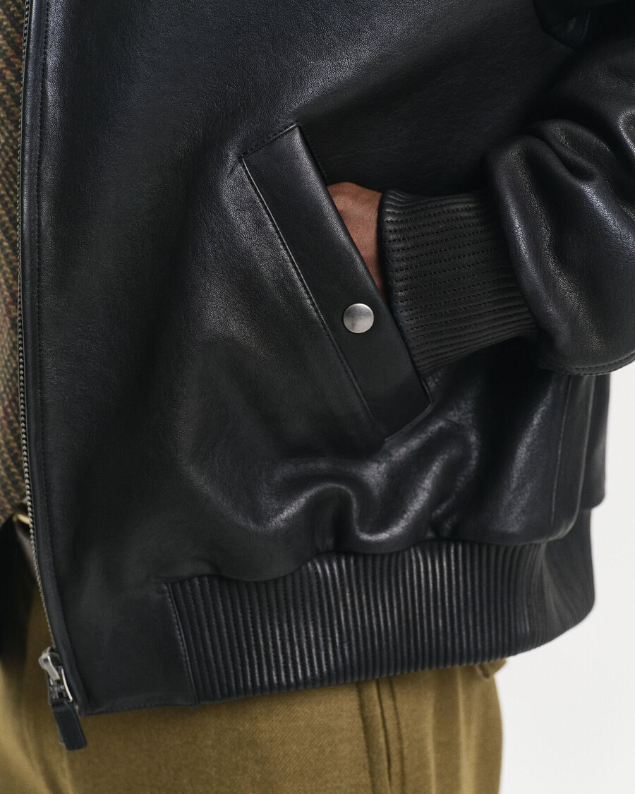 leder-harrington-jacke - schwarz