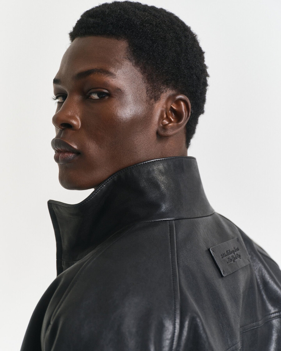 leder-harrington-jacke - schwarz