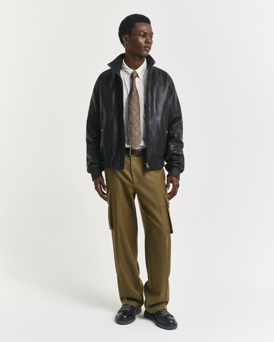 leder-harrington-jacke - schwarz