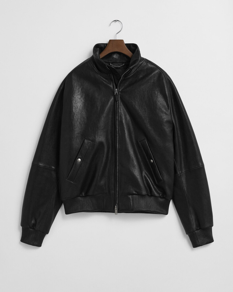 leder-harrington-jacke - schwarz