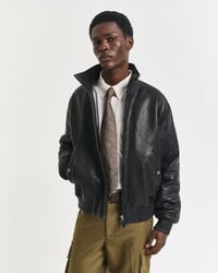 leder-harrington-jacke - schwarz
