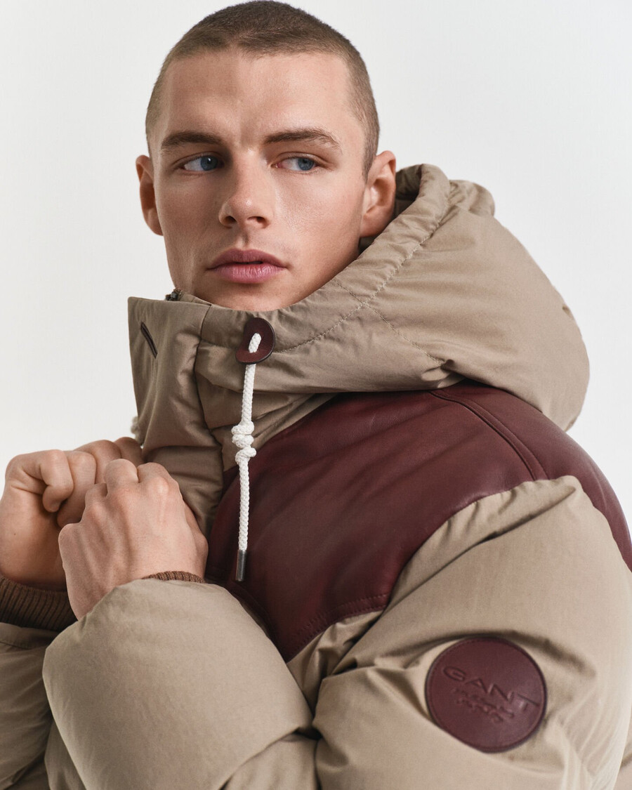 gänsedaunen-baumwollparka – karamellbeige