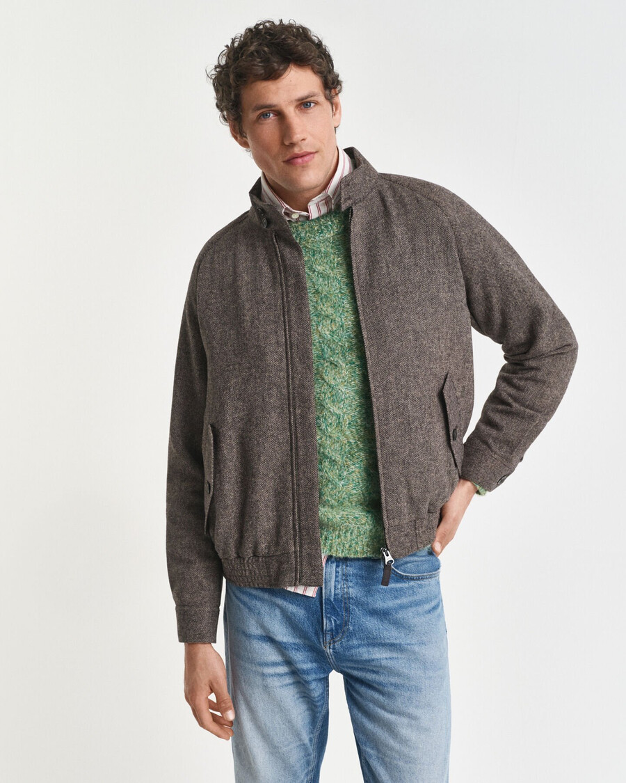 harrington-jacke aus wollmischung – warmes khaki