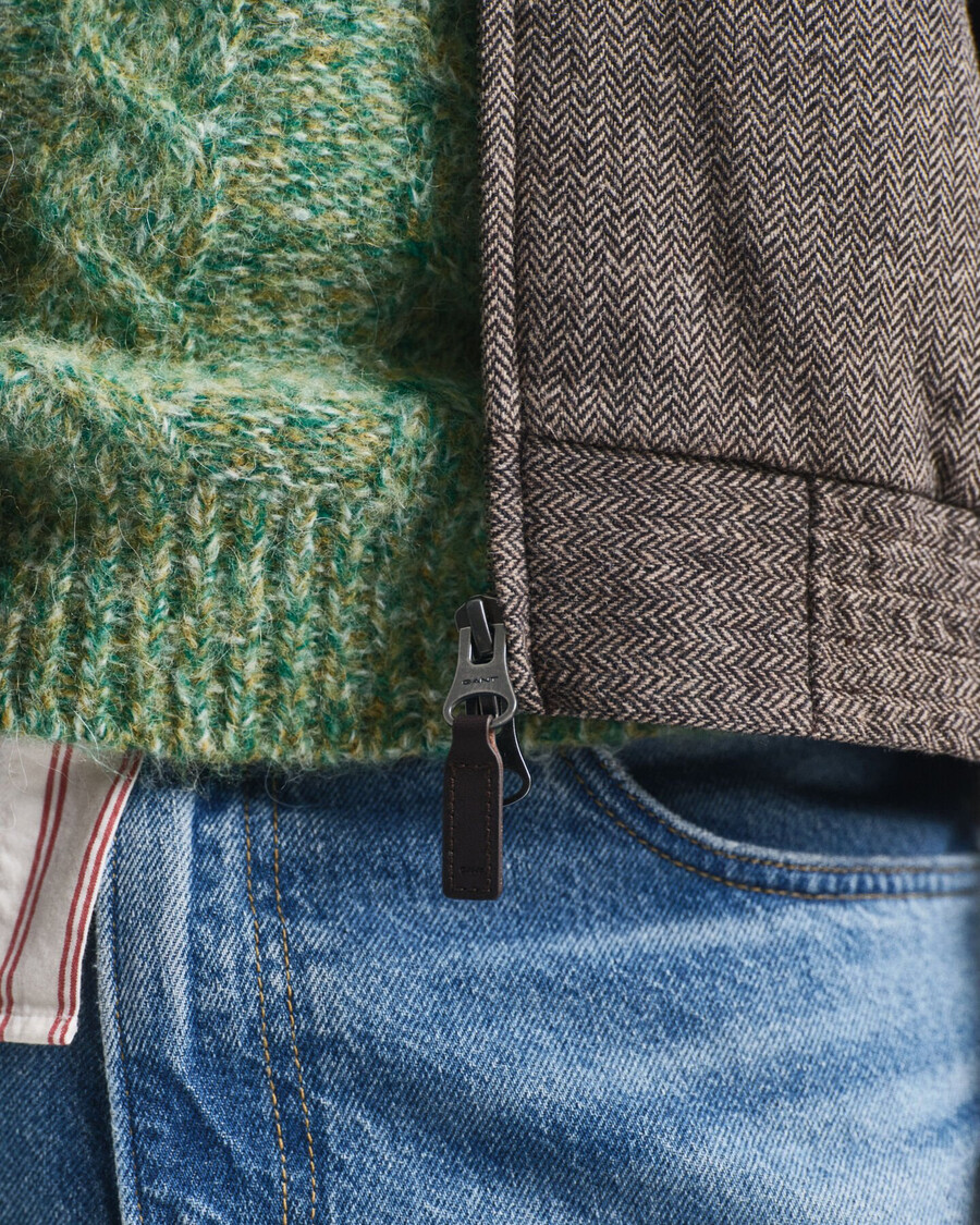 harrington-jacke aus wollmischung – warmes khaki