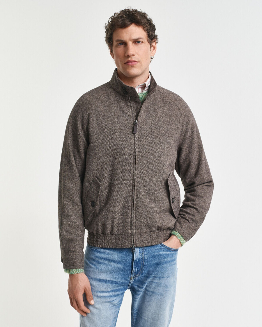 harrington-jacke aus wollmischung – warmes khaki