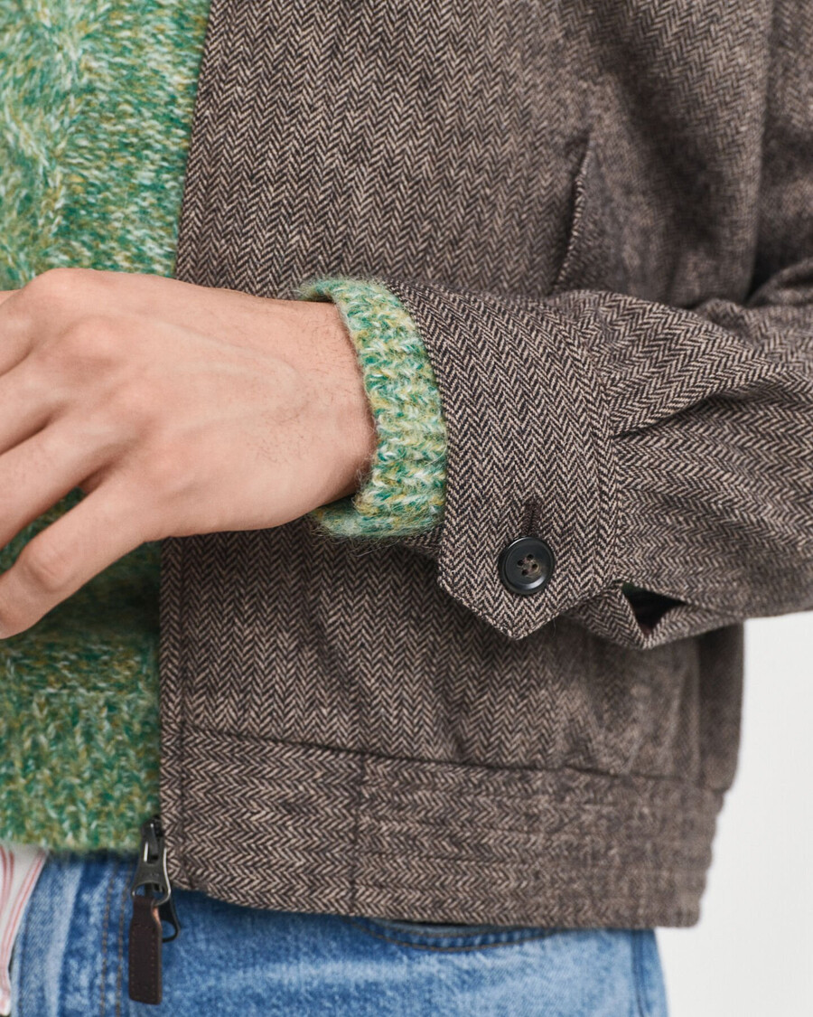 harrington-jacke aus wollmischung – warmes khaki