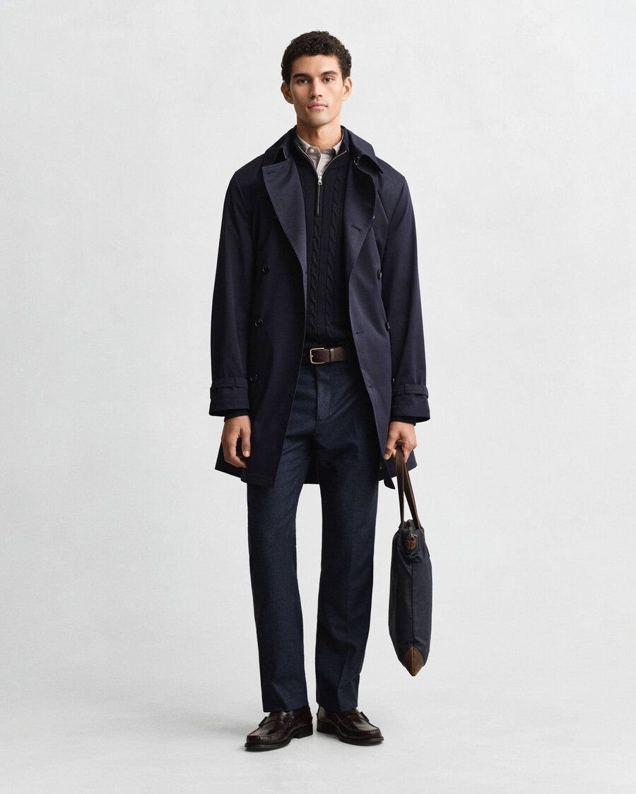 trenchcoat aus baumwollmischgewebe – abendblau