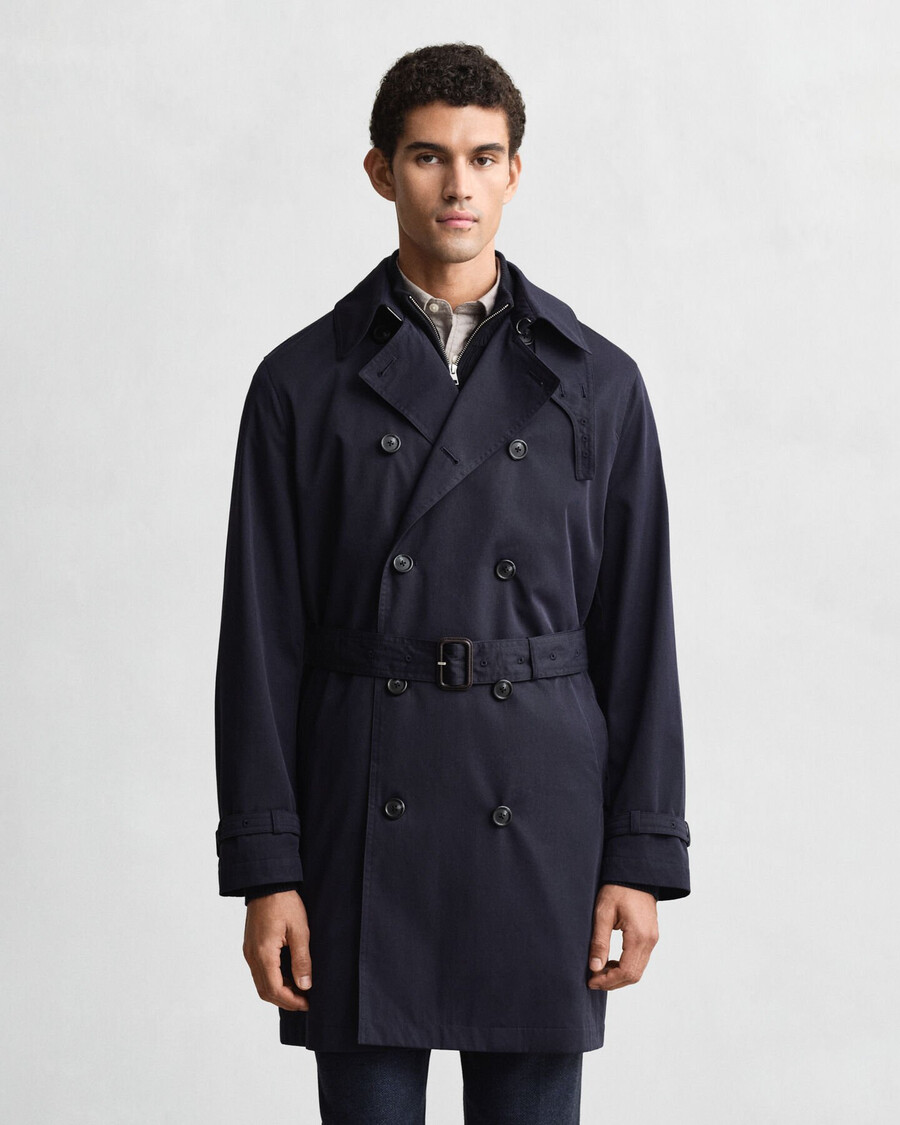 trenchcoat aus baumwollmischgewebe – abendblau