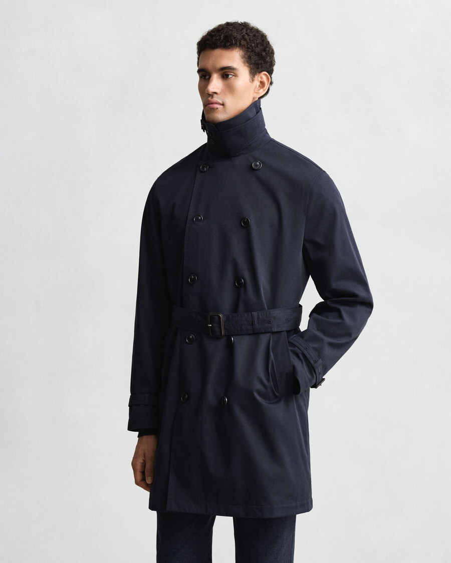 trenchcoat aus baumwollmischgewebe – abendblau