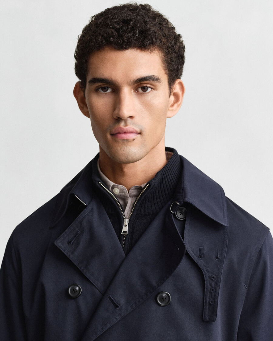 trenchcoat aus baumwollmischgewebe – abendblau