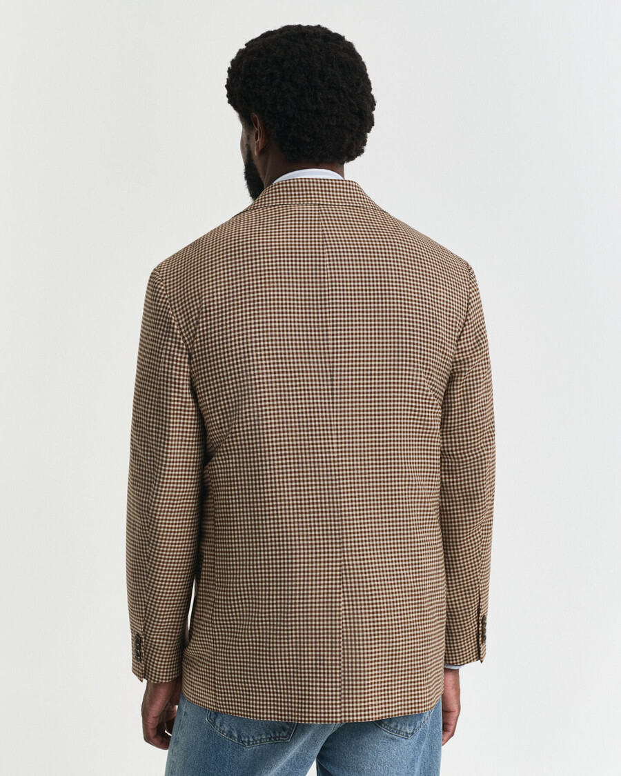 lässiger blazer mit vichy-karo – schokoladenbraun
