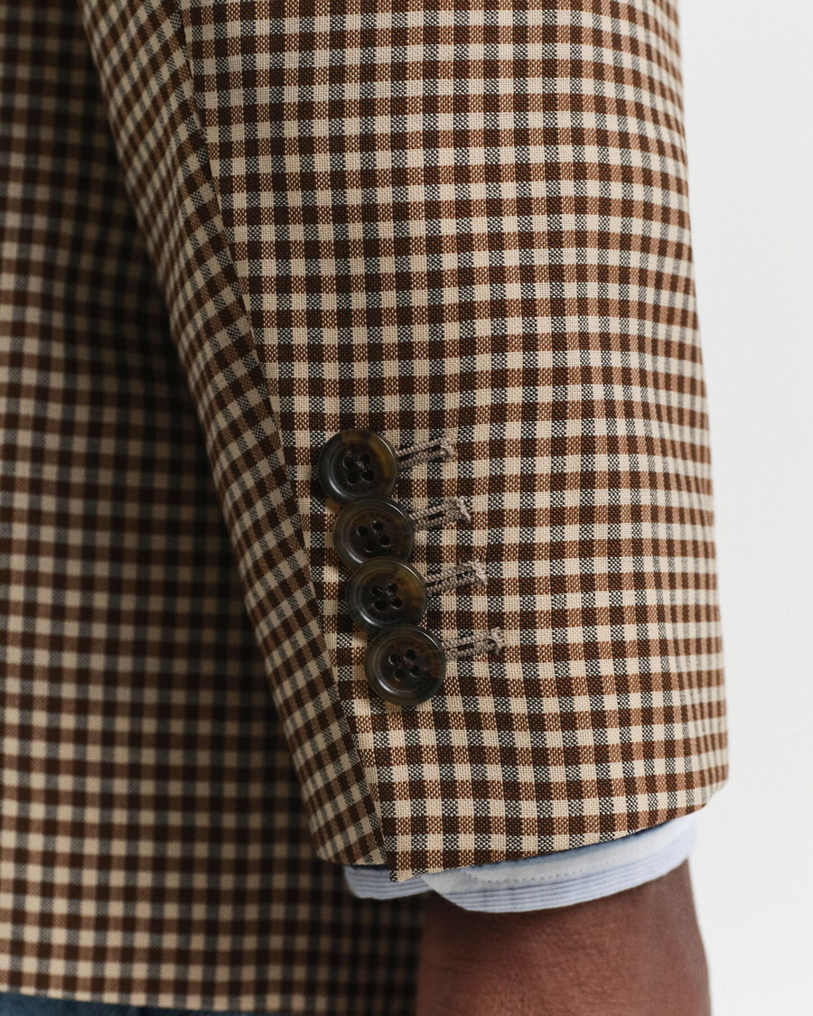 lässiger blazer mit vichy-karo – schokoladenbraun