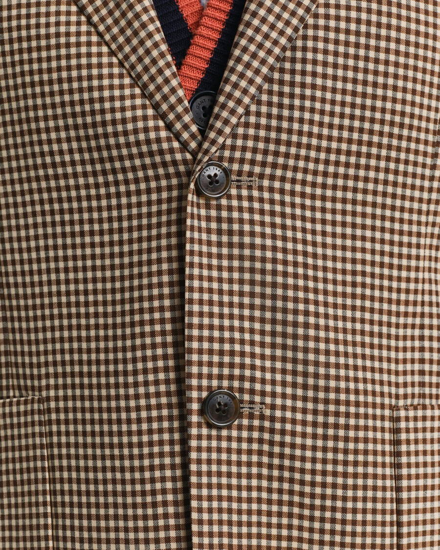 lässiger blazer mit vichy-karo – schokoladenbraun