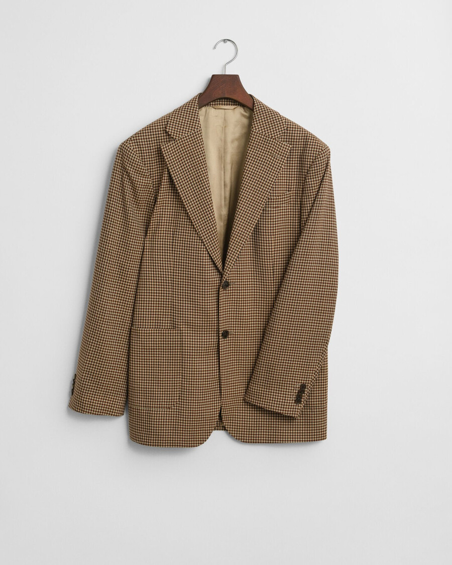 lässiger blazer mit vichy-karo – schokoladenbraun