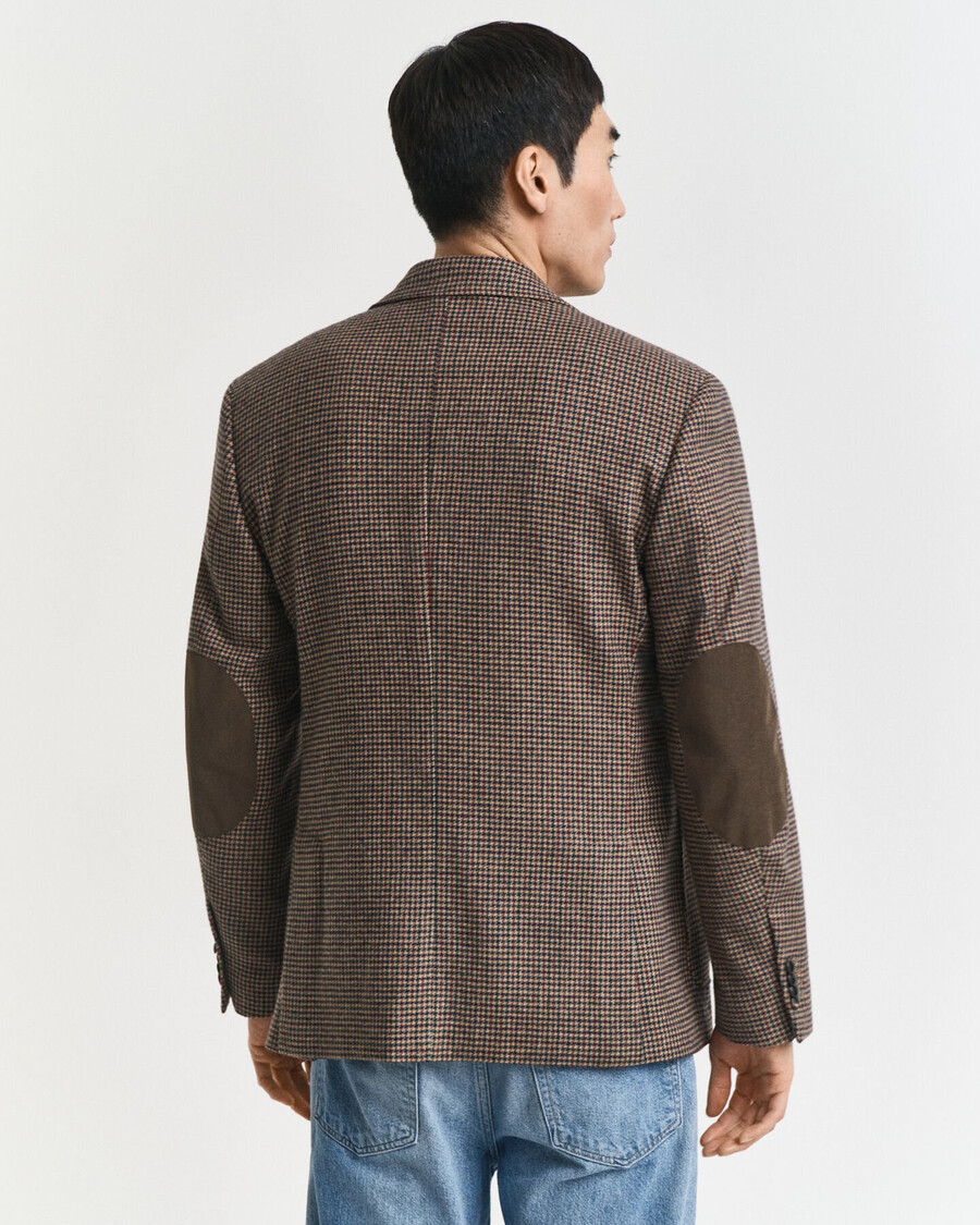 schmal geschnittener blazer mit hahnentrittmuster – helltaupe