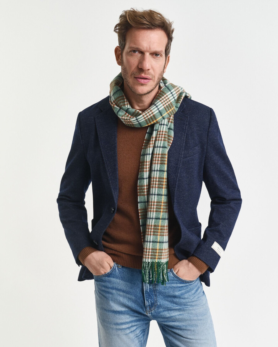 zweifarbiger blazer aus woll-baumwoll-jersey – abendblau