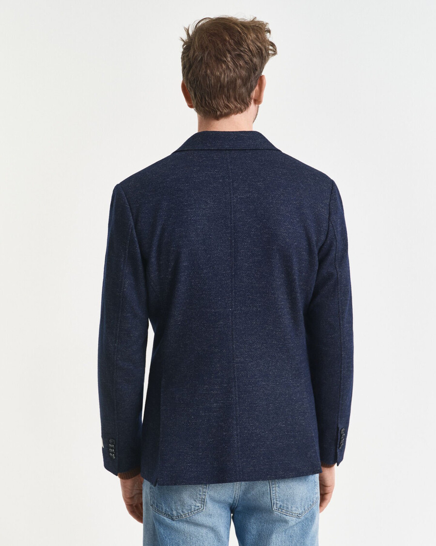 zweifarbiger blazer aus woll-baumwoll-jersey – abendblau