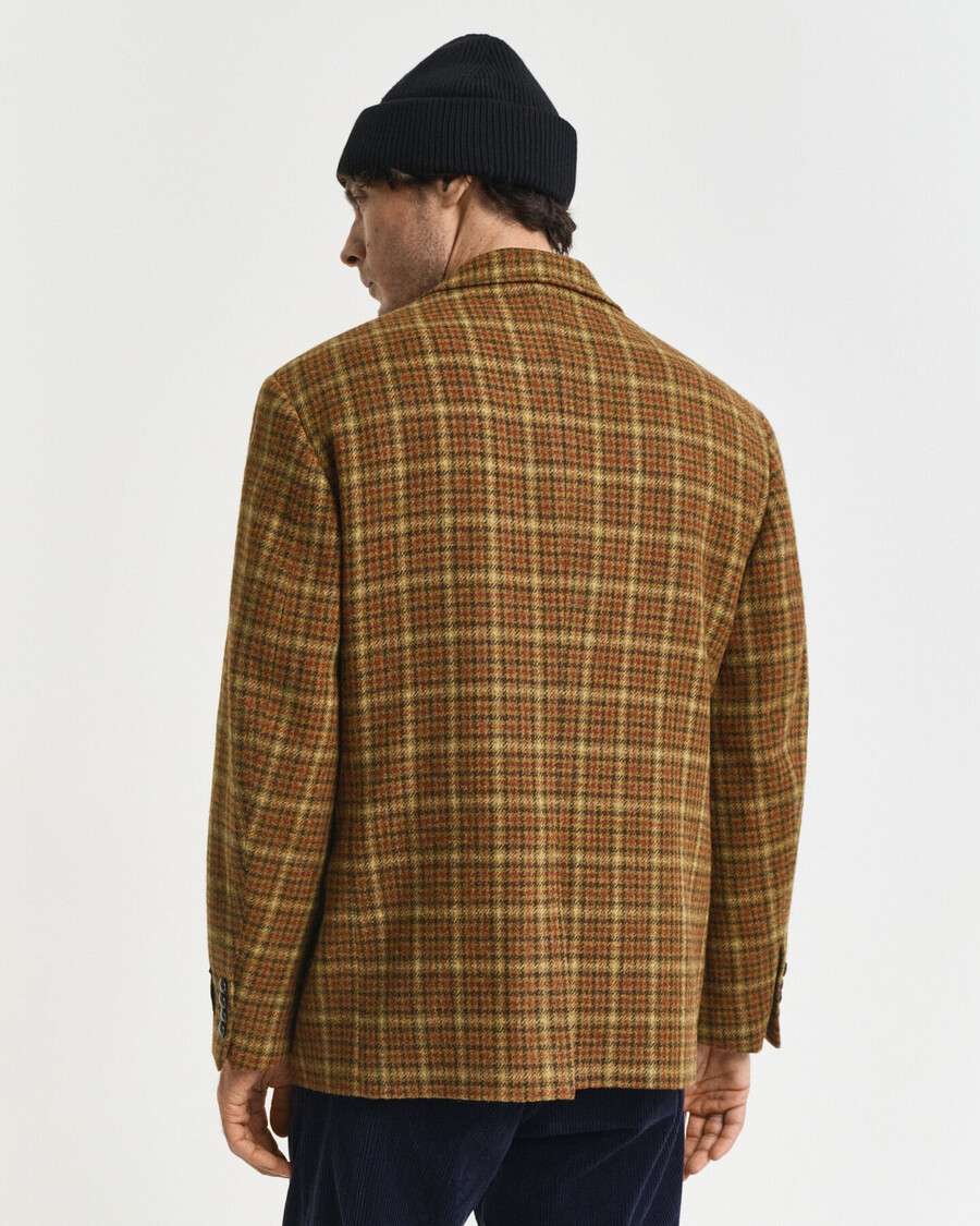 lässiger karierter tweed-blazer – erdnussbutter