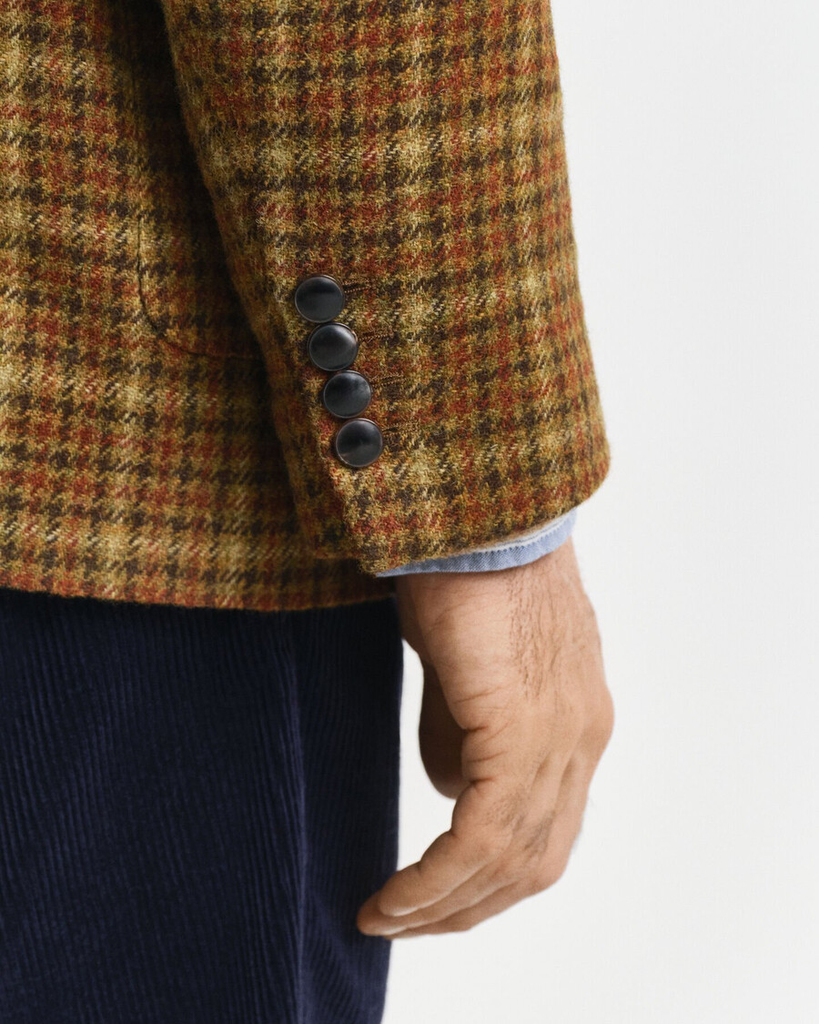 lässiger karierter tweed-blazer – erdnussbutter